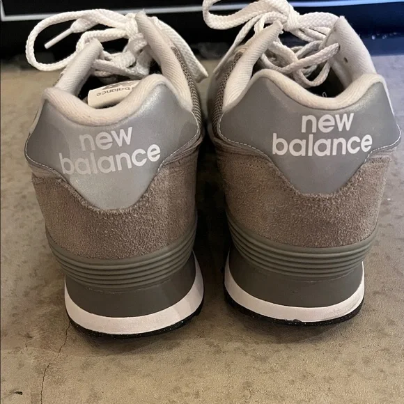 New Balance Classic 574 Gray and White Sneakers - Picture 4 of 6